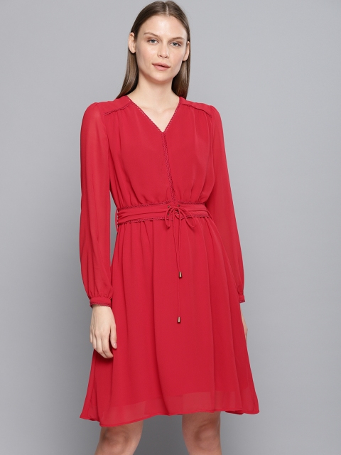 

Chemistry Women Red Solid Fit and Flare Dress