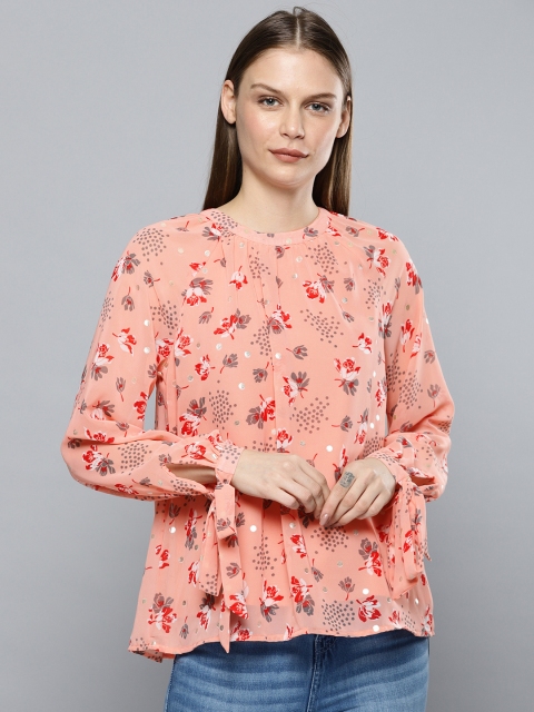 

Chemistry Women Peach-Coloured Printed Top