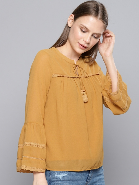 

Chemistry Women Mustard Yellow Solid Top