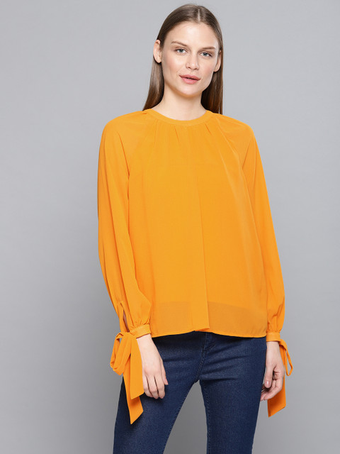 

Chemistry Women Mustard Yellow Solid Top