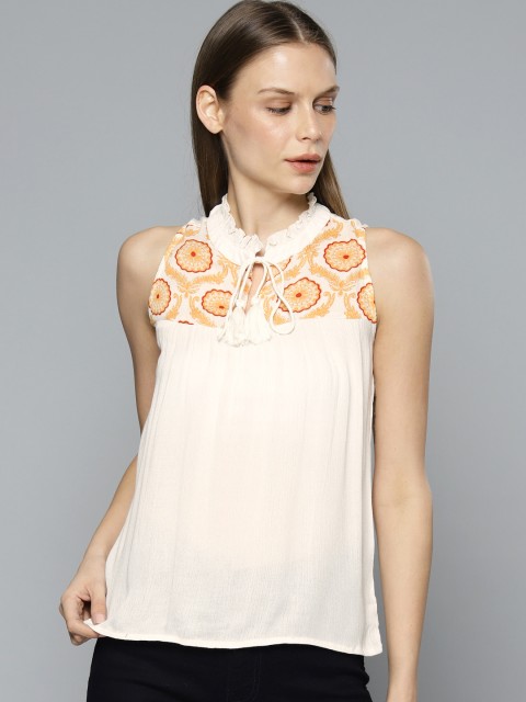 

Chemistry Women Off-White Printed Top