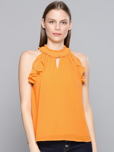 

Chemistry Women Mustard Yellow Solid Top