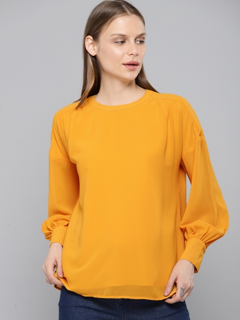 

Chemistry Women Mustard Yellow Solid Top