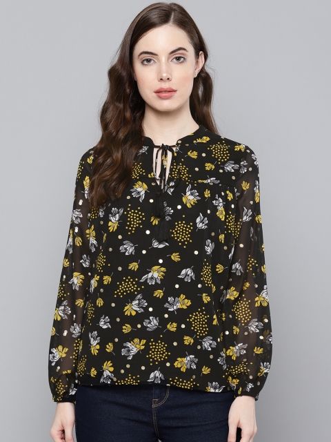 

Chemistry Women Black & Yellow Printed Top