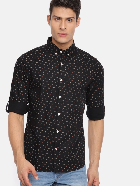 

Black Printed Slim Fit Casual Shirt