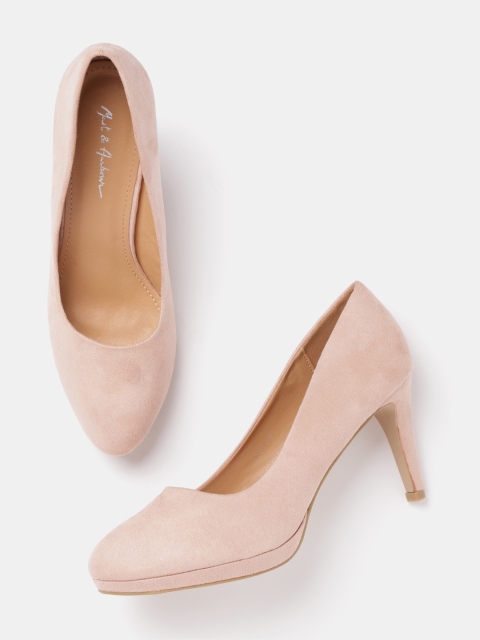 

Mast & Harbour Women Peach-Coloured Solid Pumps