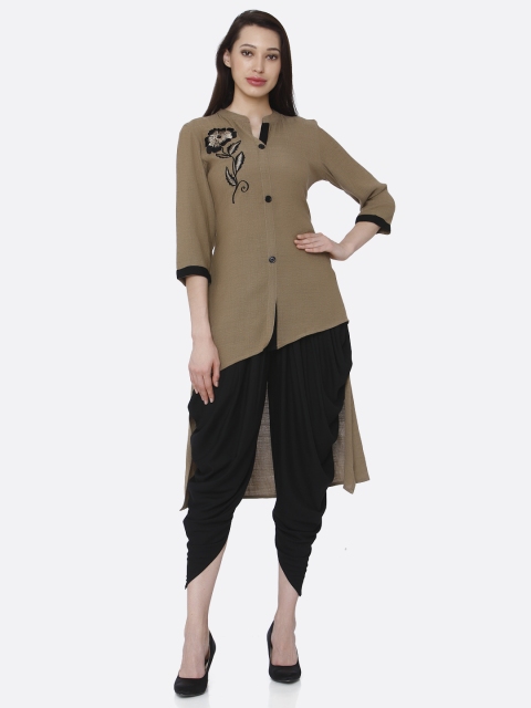 

RAISIN Women Brown & Black Embroidered Kurta with Dhoti Pants