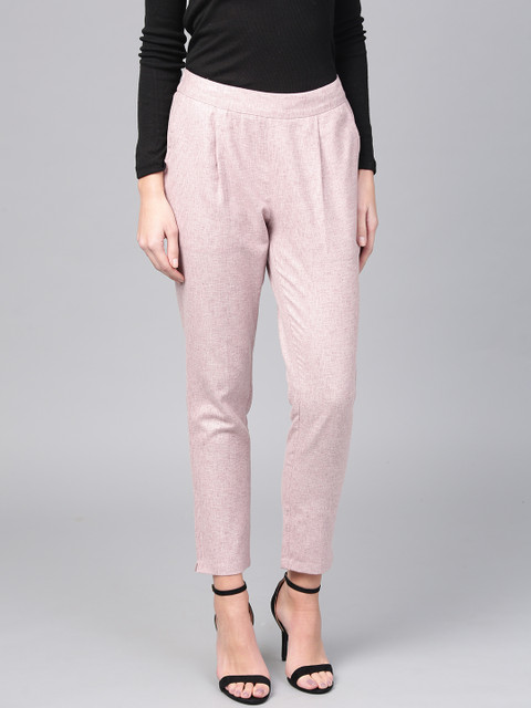 

Jaipur Kurti Women Lavender Regular Fit Solid Handloom Cropped Trousers