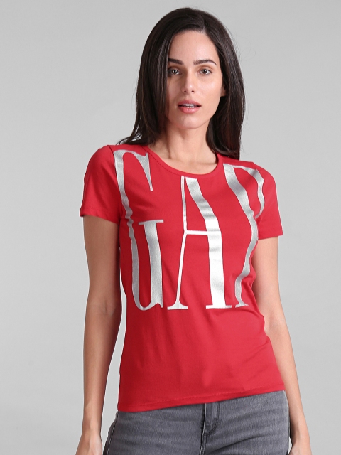 

GAP Women Short Sleeve Printed T-Shirt, Red
