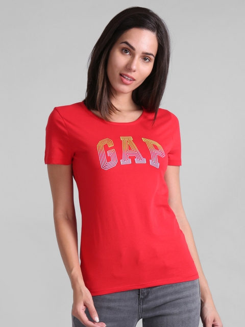 

GAP Women Short Sleeve Printed T-Shirt, Red