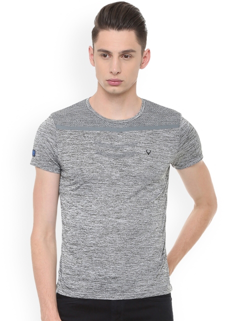 

Solly Sport Men Grey Melange Self Design T-shirt