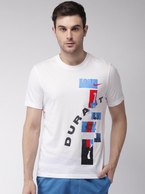 

Nike Men White Printed AS KD M NK DRY DRI-FIT Basketball T-shirt