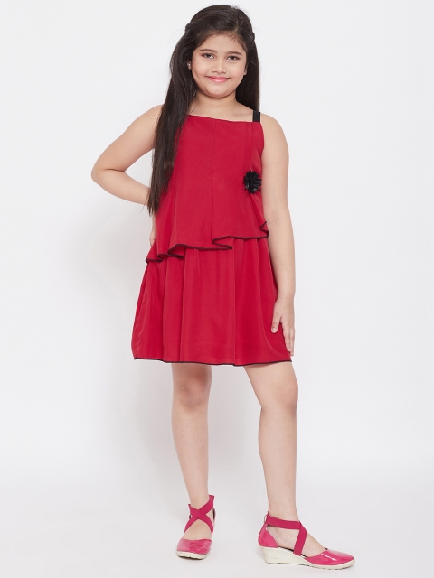 

Stylo Bug Girls Maroon Solid Fit and Flare Dress