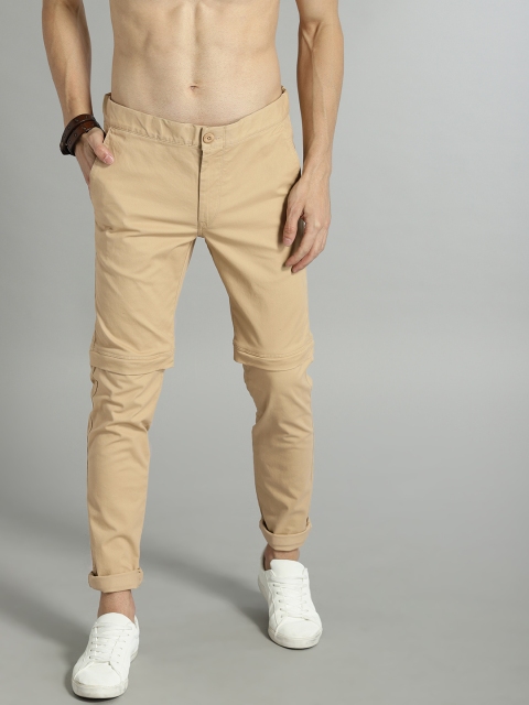 

Roadster Men Beige Solid Convertible Chinos