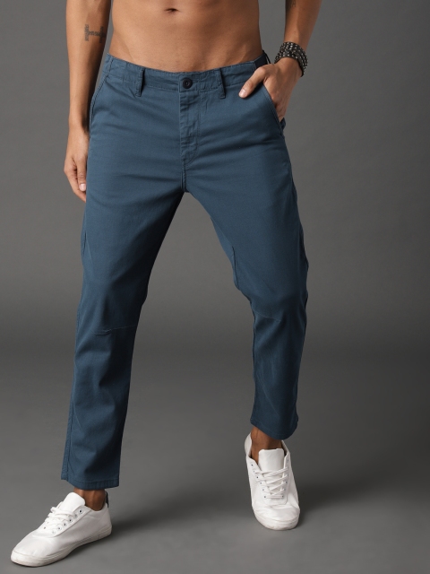 

Roadster Men Teal Blue Regular Fit Solid Chinos