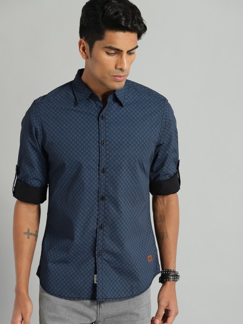 

Roadster Men Blue & Black Printed Casual Shirt
