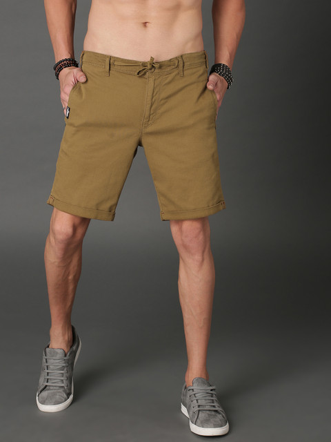 

Roadster Men Khaki Solid Regular Fit Regular Shorts