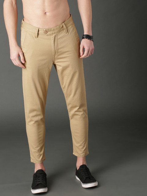 

Roadster Men Beige Tapered Fit Solid Cropped Chinos