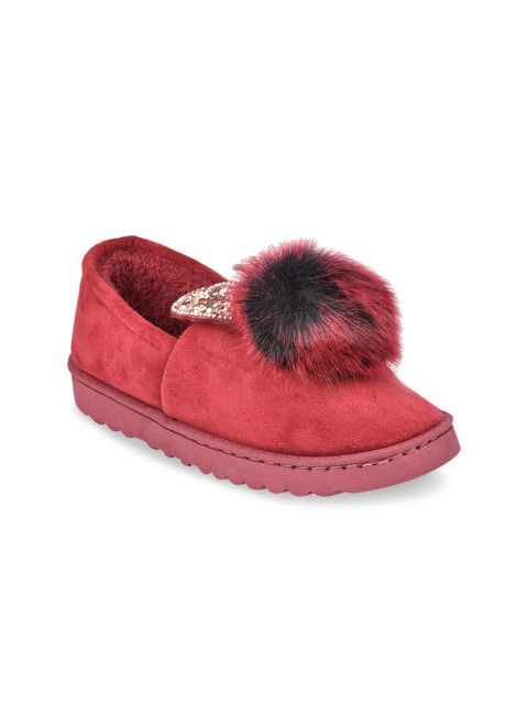 

Shoetopia Women Red Suede Slip-On Sneakers
