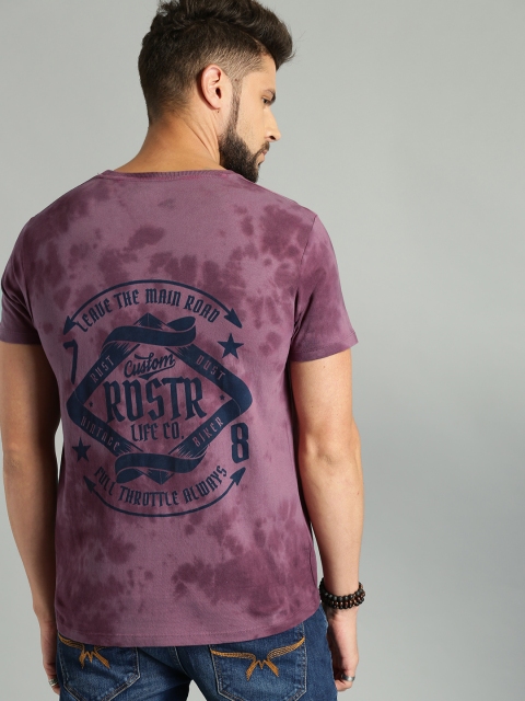 

Roadster Men Purple Dyed Round Neck Pure Cotton T-shirt