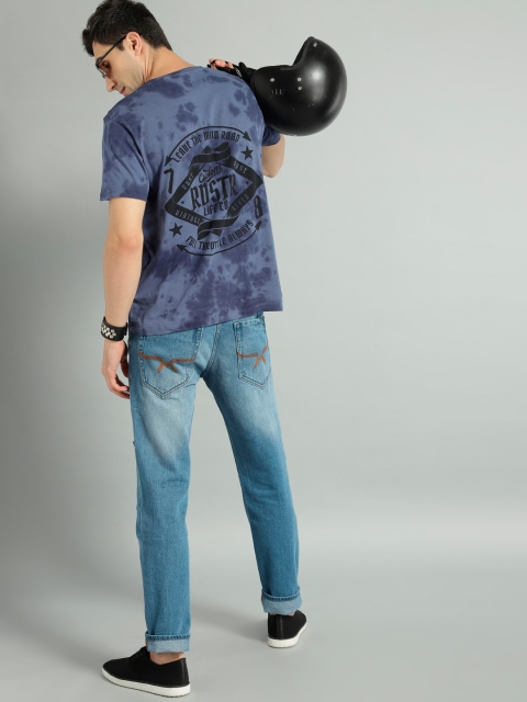 

Roadster Men Navy Blue Dyed Round Neck T-shirt