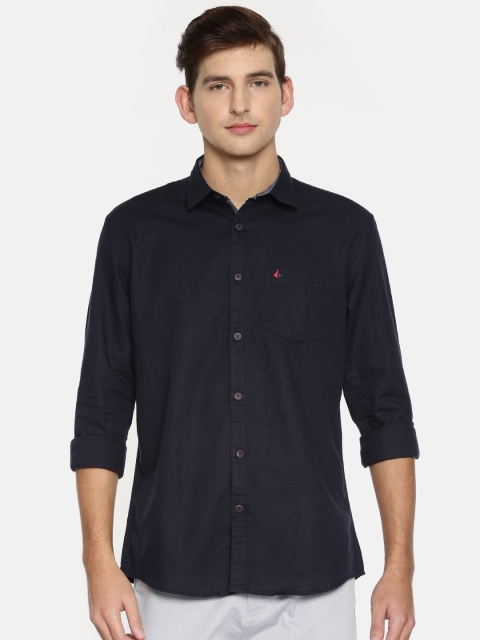 

British Club Men Navy Blue Slim Fit Solid Casual Shirt