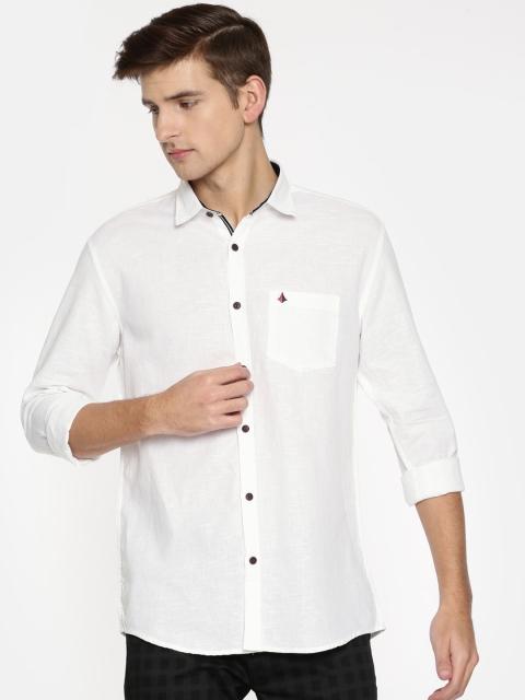 

British Club Men White Slim Fit Solid Casual Shirt