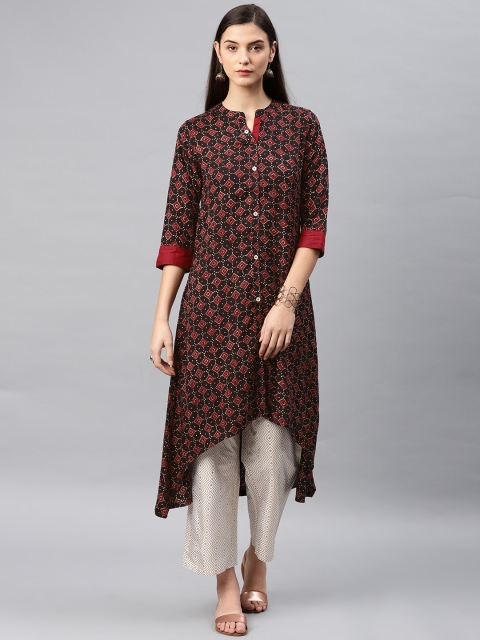 

Alena Women Black & Red Printed A-Line Kurta