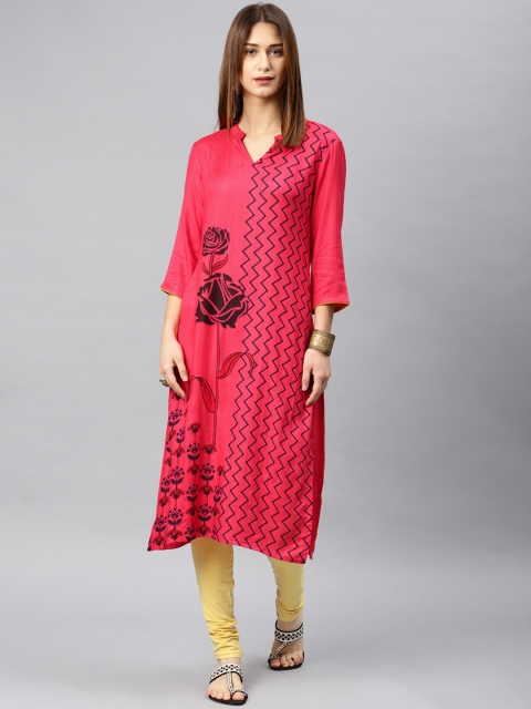 

Alena Women Coral Printed Straight Kurta