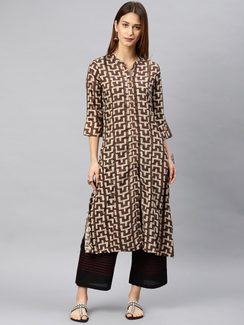 

Alena Women Brown Printed A-Line Kurta