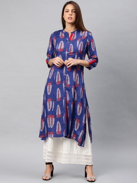 

Alena Women Blue Printed A-line Kurta