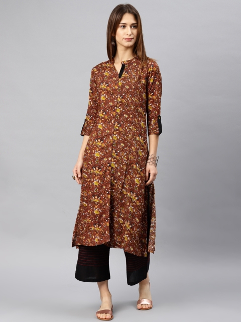 

Alena Women Brown Printed Straight Kurta