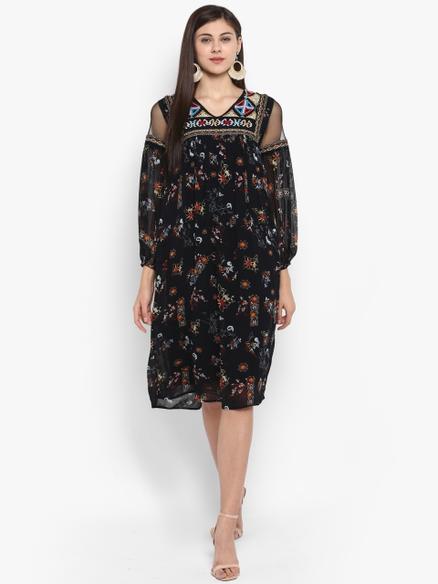 

Antheaa Women Black Printed Sheath Dress