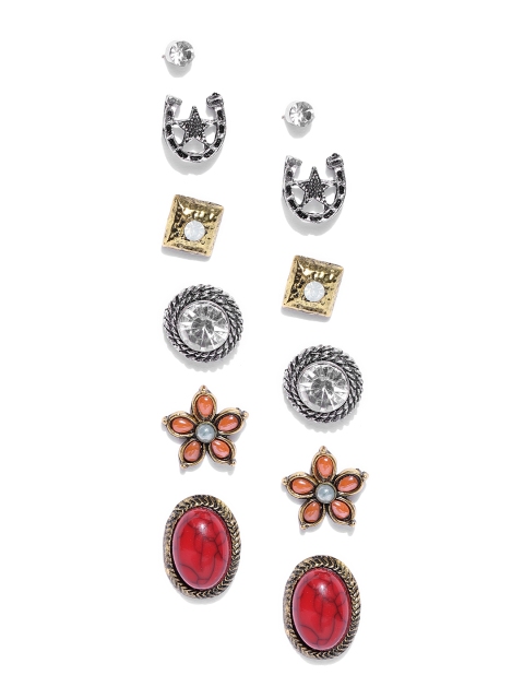 

Blueberry Set of 6 Studs, Red
