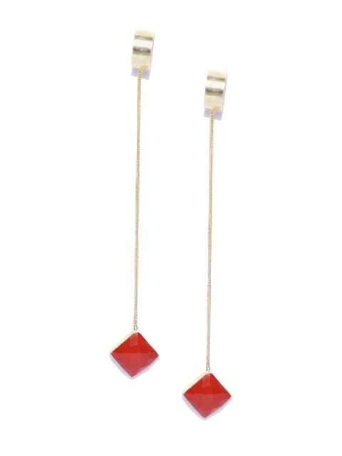 

Blueberry Red Gold-Plated Contemporary Drop Earrings