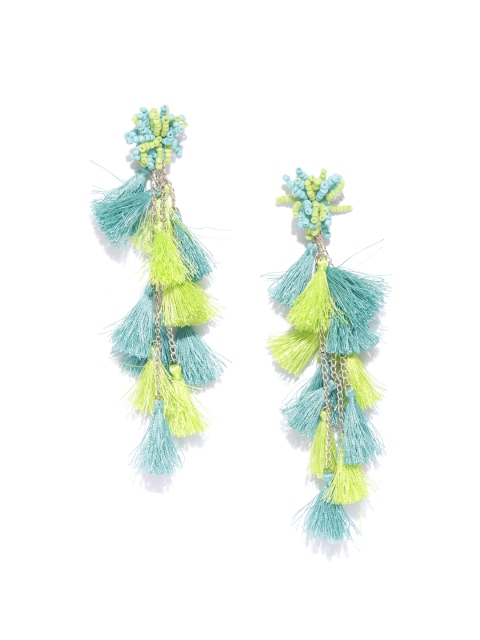 

Blueberry Green Contemporary Tasseled Drop Earrings
