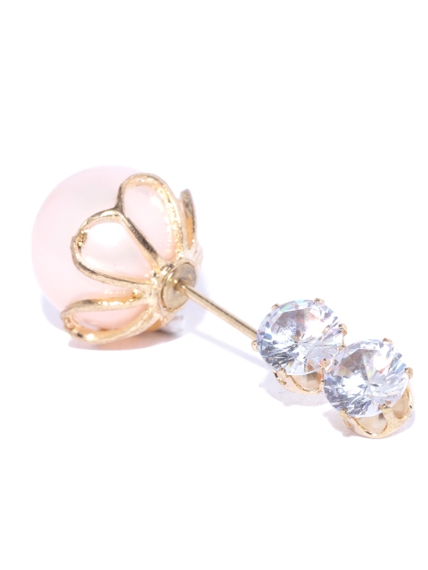 

Blueberry Women Gold-Toned & Peach Coloured Stone-Studded Lapel Pin