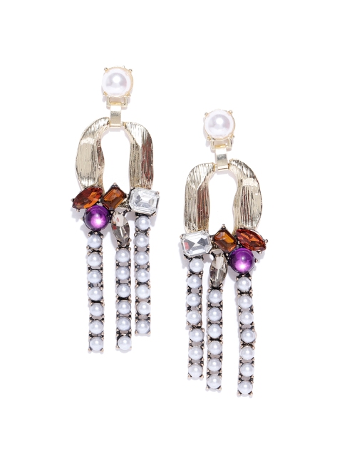 

Blueberry Off-White Gold-Plated Beaded Drop Earrings