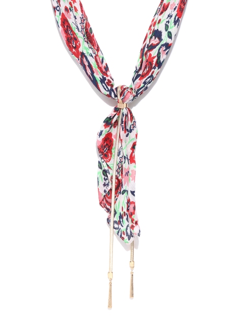 

Blueberry Multicoloured Gold-Plated Printed Scarf Necklace, Multi