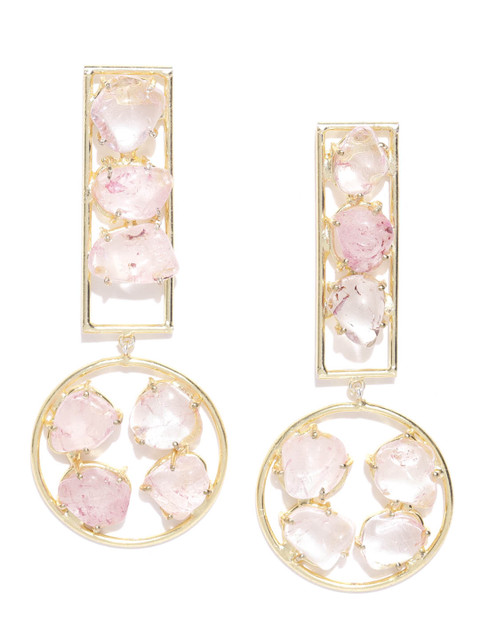 

Blueberry Pink Gold-Plated Circular Drop Earrings