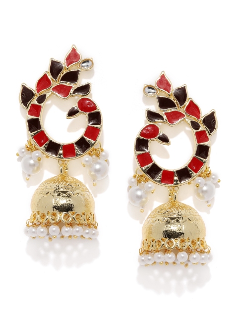 

Zaveri Pearls Gold-Toned & Black Dome Shaped Jhumkas