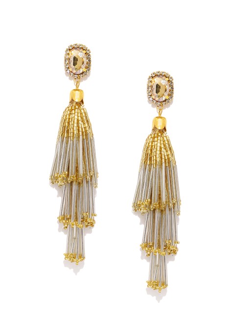 

Zaveri Pearls Gold-Toned & White Contemporary Drop Earrings