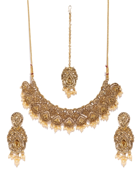 

Zaveri Pearls Gold-Toned Austrian Diamonds Studded Choker Jewellery Set