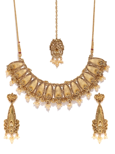 

Zaveri Pearls Gold-Toned Austrian Diamonds Studded Choker Jewellery Set