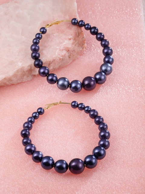 

Zaveri Pearls Blue Circular Hoop Earrings, Navy blue