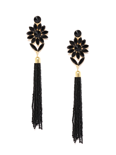 

Zaveri Pearls Black Floral Drop Earrings