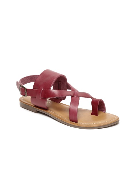 

Ruosh Women Maroon Solid Leather One Toe Flats