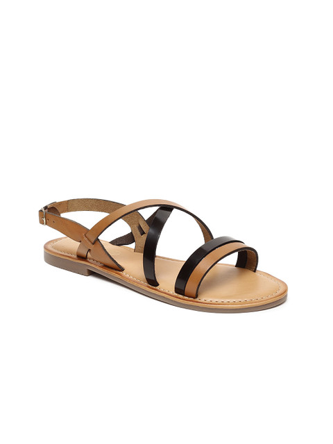 

Ruosh Women Brown Solid Leather Open Toe Flats