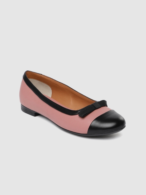 

Ruosh Women Pink & Black Colourblocked Leather Ballerinas
