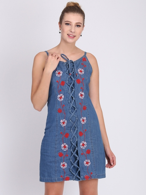 

Heather Hues Women Blue Embellished Sheath Dress